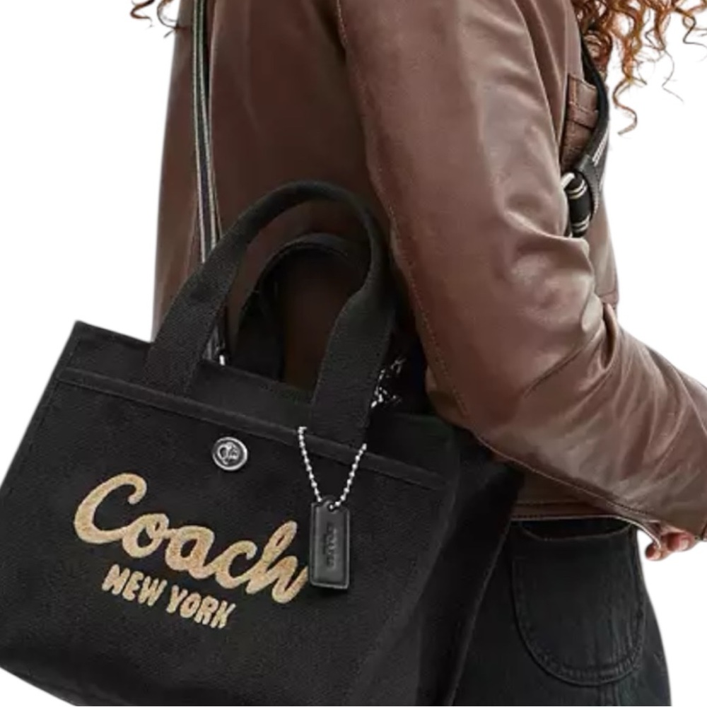 WOW! Coach Black and Gold Embroidered Tote NWT